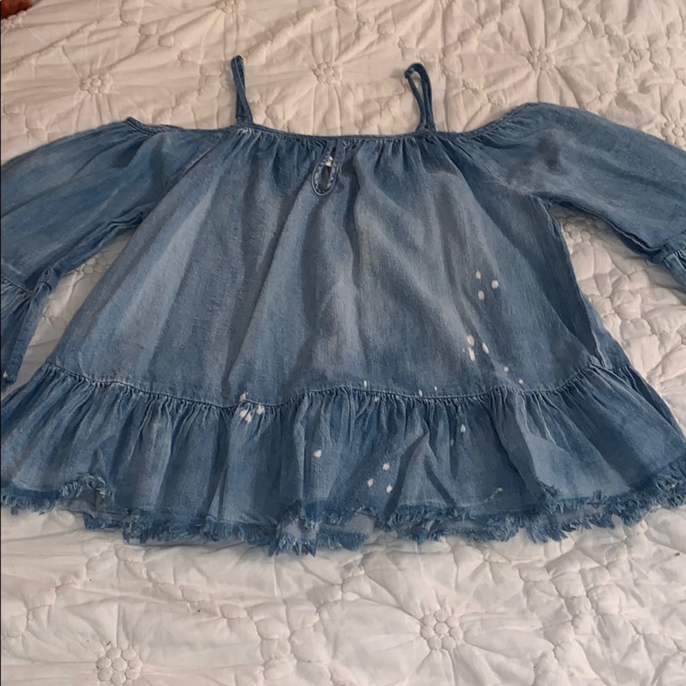 light denim off the shoulder top